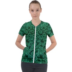 Green Queen Anne s Lace (up Close) Short Sleeve Zip Up Jacket by okhismakingart