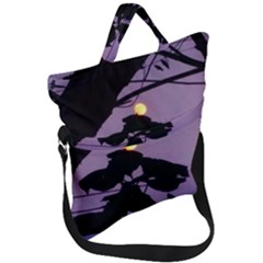 Moon And Catalpa Tree Fold Over Handle Tote Bag by okhismakingart