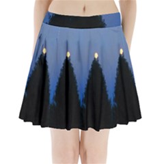 Tree And Moon Pleated Mini Skirt by okhismakingart