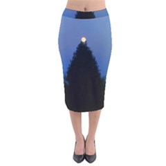 Tree And Moon Velvet Midi Pencil Skirt by okhismakingart