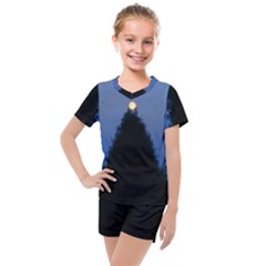 Tree And Moon Kids  Mesh Tee And Shorts Set