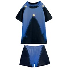 Tree And Moon Kids  Swim Tee And Shorts Set