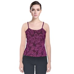 Dark Pink Queen Anne s Lace (up Close) Velvet Spaghetti Strap Top