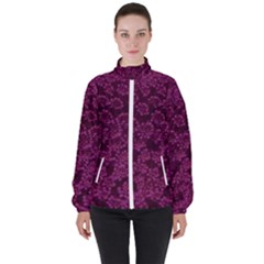 Dark Pink Queen Anne s Lace (up Close) Women s High Neck Windbreaker