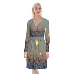 Moon And Thistle Long Sleeve Velvet Front Wrap Dress by okhismakingart