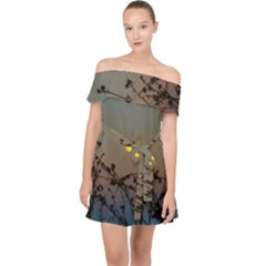 Moon And Thistle Off Shoulder Chiffon Dress