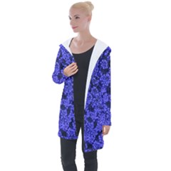 Blue Queen Anne s Lace (up Close) Longline Hooded Cardigan