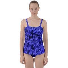 Blue Queen Anne s Lace (up Close) Twist Front Tankini Set by okhismakingart