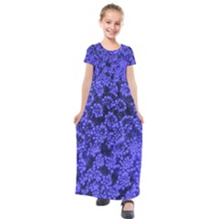 Blue Queen Anne s Lace (up Close) Kids  Short Sleeve Maxi Dress by okhismakingart