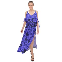 Blue Queen Anne s Lace (up Close) Maxi Chiffon Cover Up Dress