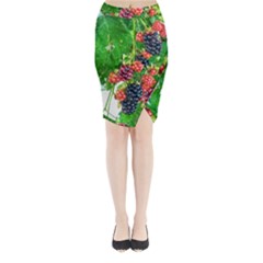 Blackberries Midi Wrap Pencil Skirt by okhismakingart