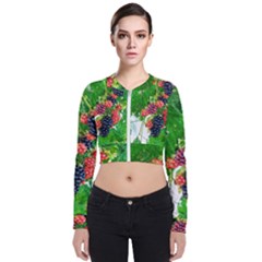 Blackberries Long Sleeve Zip Up Bomber Jacket by okhismakingart