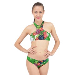 Blackberries High Neck Bikini Set