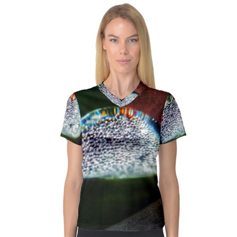 Rainbow Water Droplet V-neck Sport Mesh Tee by okhismakingart