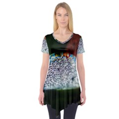 Rainbow Water Droplet Short Sleeve Tunic  by okhismakingart