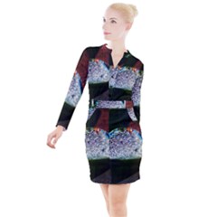 Rainbow Water Droplet Button Long Sleeve Dress