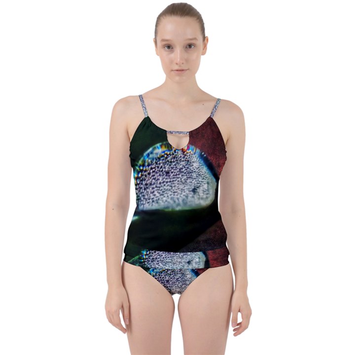 Rainbow Water Droplet Cut Out Top Tankini Set