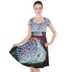 Rainbow Water Droplet Cap Sleeve Midi Dress