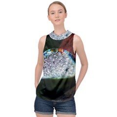 Rainbow Water Droplet High Neck Satin Top