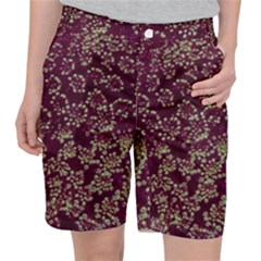 Pink And Green Queen Annes Lace (up Close) Pocket Shorts