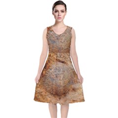 Shell Fossil Ii V-neck Midi Sleeveless Dress  by okhismakingart