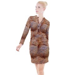 Shell Fossil Ii Button Long Sleeve Dress by okhismakingart