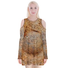 Shell Fossil Ii Velvet Long Sleeve Shoulder Cutout Dress by okhismakingart