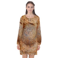 Shell Fossil Ii Long Sleeve Chiffon Shift Dress  by okhismakingart