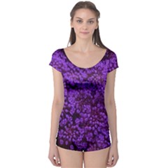 Purple Queen Anne s Lace Landscape Boyleg Leotard  by okhismakingart