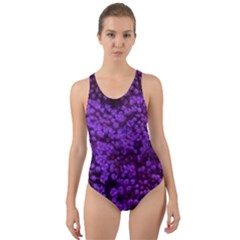 Purple Queen Anne s Lace Landscape Cut-out Back One Piece Swimsuit by okhismakingart