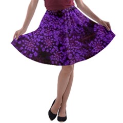 Purple Queen Anne s Lace Landscape A-line Skater Skirt by okhismakingart