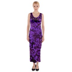 Purple Queen Anne s Lace Landscape Fitted Maxi Dress by okhismakingart