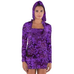 Purple Queen Anne s Lace Landscape Long Sleeve Hooded T-shirt by okhismakingart