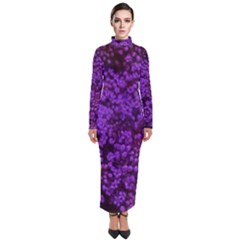 Purple Queen Anne s Lace Landscape Turtleneck Maxi Dress