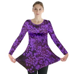 Purple Queen Anne s Lace Landscape Long Sleeve Tunic  by okhismakingart