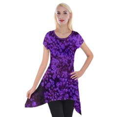 Purple Queen Anne s Lace Landscape Short Sleeve Side Drop Tunic by okhismakingart