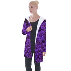 Purple Queen Anne s Lace Landscape Longline Hooded Cardigan