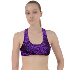 Purple Queen Anne s Lace Landscape Criss Cross Racerback Sports Bra by okhismakingart