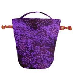 Purple Queen Anne s Lace Landscape Drawstring Bucket Bag