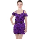 Purple Queen Anne s Lace Landscape Ruffle Cut Out Chiffon Playsuit View1