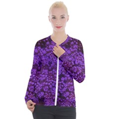 Purple Queen Anne s Lace Landscape Casual Zip Up Jacket