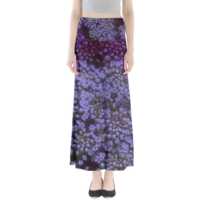 Blue Queen Anne s Lace Landscape Full Length Maxi Skirt