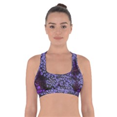 Blue Queen Anne s Lace Landscape Cross Back Sports Bra by okhismakingart