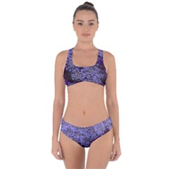 Blue Queen Anne s Lace Landscape Criss Cross Bikini Set by okhismakingart