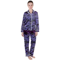 Blue Queen Anne s Lace Landscape Satin Long Sleeve Pyjamas Set