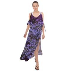 Blue Queen Anne s Lace Landscape Maxi Chiffon Cover Up Dress