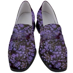 Blue Queen Anne s Lace Landscape Women s Chunky Heel Loafers