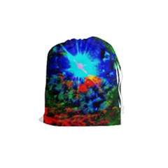 Psychedelic Spaceship Drawstring Pouch (medium) by okhismakingart