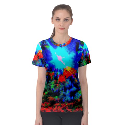 Psychedelic Spaceship Women s Sport Mesh Tee by okhismakingart