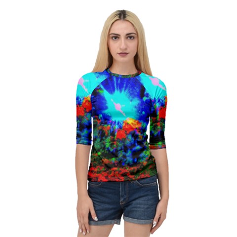 Psychedelic Spaceship Quarter Sleeve Raglan Tee by okhismakingart